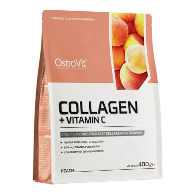 OstroVit Collagen + Vitamin C Peach Flavor, for Skin, Joints, Hair & Nails Support, Powder - 400g