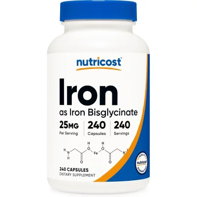 Nutricost Iron Supplement, Essential for Red Blood Cell Formation & Oxygen Transport, Capsules - 240 Count