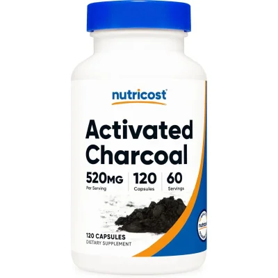 Nutricost Activated Charcoal Capsules for Digestive Support and Bloating Relief - 120 Count