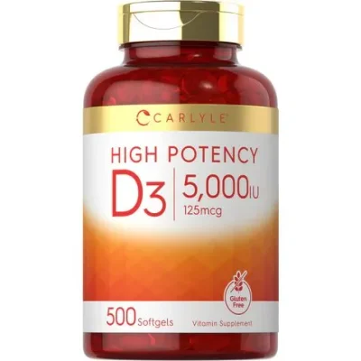 Carlyle Vitamin D3, Supports Bone Health & Immunity, 5000 IU, 500 Softgels