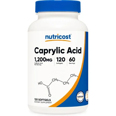 Nutricost Caprylic Acid for Digestive Health Support, Capsules - 120 Count