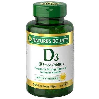 Nature's Bounty فيتامين د3 (Vitamin D3) لدعم العظام والمناعة، سوفت جيل - 240 كبسولة
