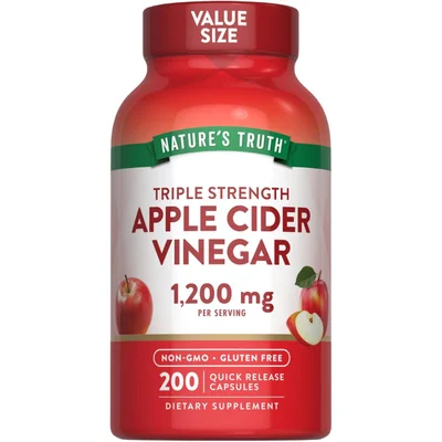 Nature's Truth Apple Cider Vinegar Capsules for Digestive Support & Weight Management Aid, 1200mg - 200 Count