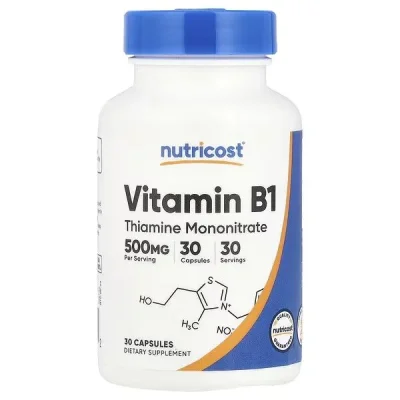 نيوتريكوست (Nutricost) فيتامين ب1 ثيامين، لدعم الطاقة والأعصاب، كبسولات - 30 كبسولة