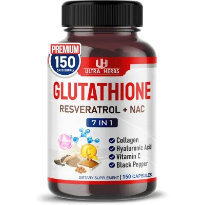Ultra Herbs Glutathione Resveratrol + NAC 7 in 1, Antioxidant Support, Capsules - 150 Count