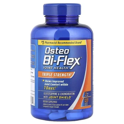 أوستيو بي-فليكس (Osteo Bi-Flex) صحة المفاصل قوة ثلاثية + فيتامين د، يدعم راحة المفاصل وصحة العظام، أقراص مغلفة - 120 قرص