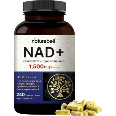 Naturebell NAD+ Resveratrol + Hyaluronic Acid for Cellular Health & Healthy Aging, Capsules - 240 Count
