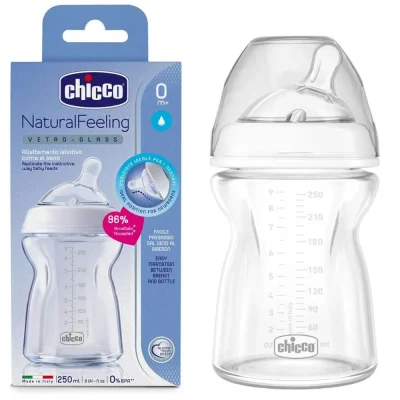 شيكو (Chicco) رضّاعة ناتشورال فيلينج زجاجية 0+ شهر - 250 مل
