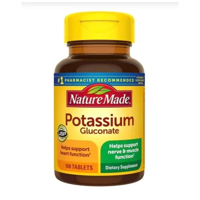 Nature Made Potassium Gluconate for Fluid Balance & Muscle Function Support, Tablets - 100 Count