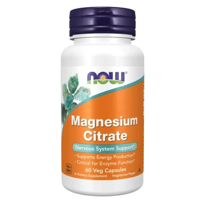 NOW Foods Magnesium Citrate for Muscle & Nerve Support, Vegetarian Capsules - 60 Count