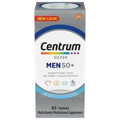 Centrum Silver Men 50+, Multivitamin & Multimineral Supplement for Health & Vitality, Tablets - 65 Count
