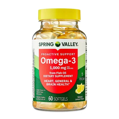 SPRING VALLEY Omega 3 with Lemon for Heart & Brain Health, 60 Softgels
