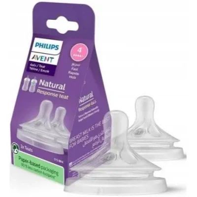 Philips Avent Natural Baby Bottle Nipples, Fast Flow - Pack of 2