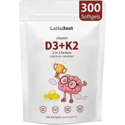 LallaBest Vitamin D3 + K2 for Bone & Immune Support, Softgels - 300 Count