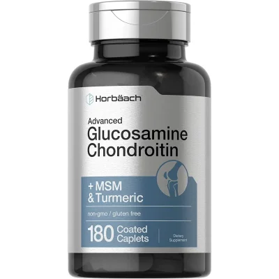 Horbaach Glucosamine, Chondroitin, MSM & Turmeric for Joint Health, Capsules - 180 Count