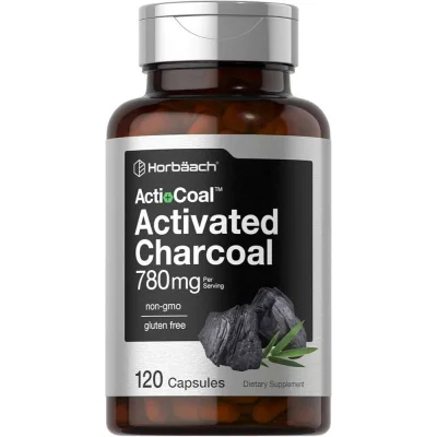 Horbaach Activated Charcoal for Bloating & Gas Relief, Capsules - 120 Count