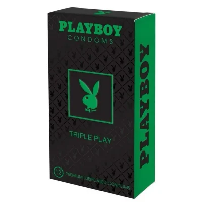 بلاي بوي (Playboy) واقي ذكري تريبل بلاي - 12 قطعة