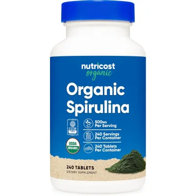 Nutricost Organic Spirulina, Supports Overall Health, Capsules - 240 Count