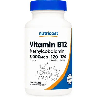 Nutricost Vitamin B12 Methylcobalamin for Nerve Function Support, Capsules - 120 Count