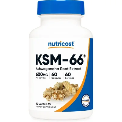 Nutricost Ashwagandha KSM-66, Adaptogen for Stress Support & Cognitive Function, Capsules - 60 Count