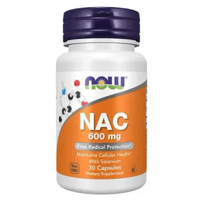 ناو (NOW) إن-أسيتيل سيستين (N-Acetylcysteine) لدعم مضادات الأكسدة، كبسولات - 30 كبسولة