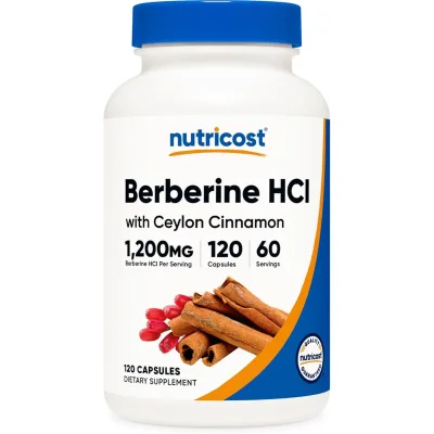 Nutricost Berberine HCl with Ceylon Cinnamon, Supports Healthy Blood Sugar & Heart Health, Capsules - 120 Count