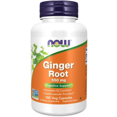 NOW Ginger Root, Nausea Relief & Digestive Support, Vegetarian Capsules - 100 Count