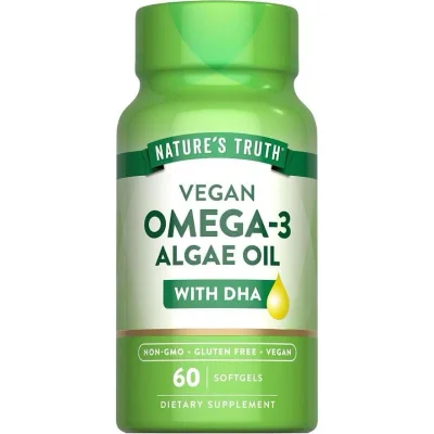 NATURE'S TRUTH Vegan Algae Oil Omega-3, Supports Heart, Brain & Vision Health, Softgels - 60 Count
