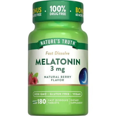 نیتشرز تروث (Nature's Truth) ميلاتونين، مساعد للنوم، 3 ملغ - 180 سوفت جيل