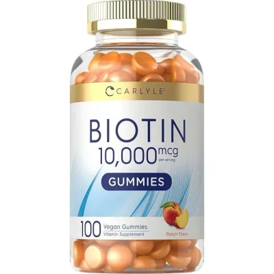 Carlyle Biotin for Hair, Skin & Nails Support, 10000mcg, Gummies - 100 Count