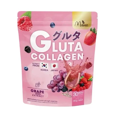 Manee Gluta Collagen Grape Seed Extract for Skin & Joints Support, Powder - 30 Sachets x 10g