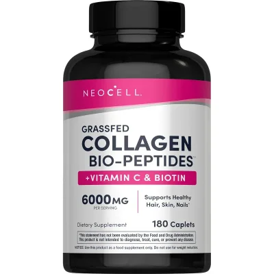 كبسولات الكولاجين ببتيدات الكولاجين 6000 مجم (collagen peptides 6000 mg) لتحسين صحة البشرة والشعر من صيدلية القلب الأخضر - 180 كبسولة