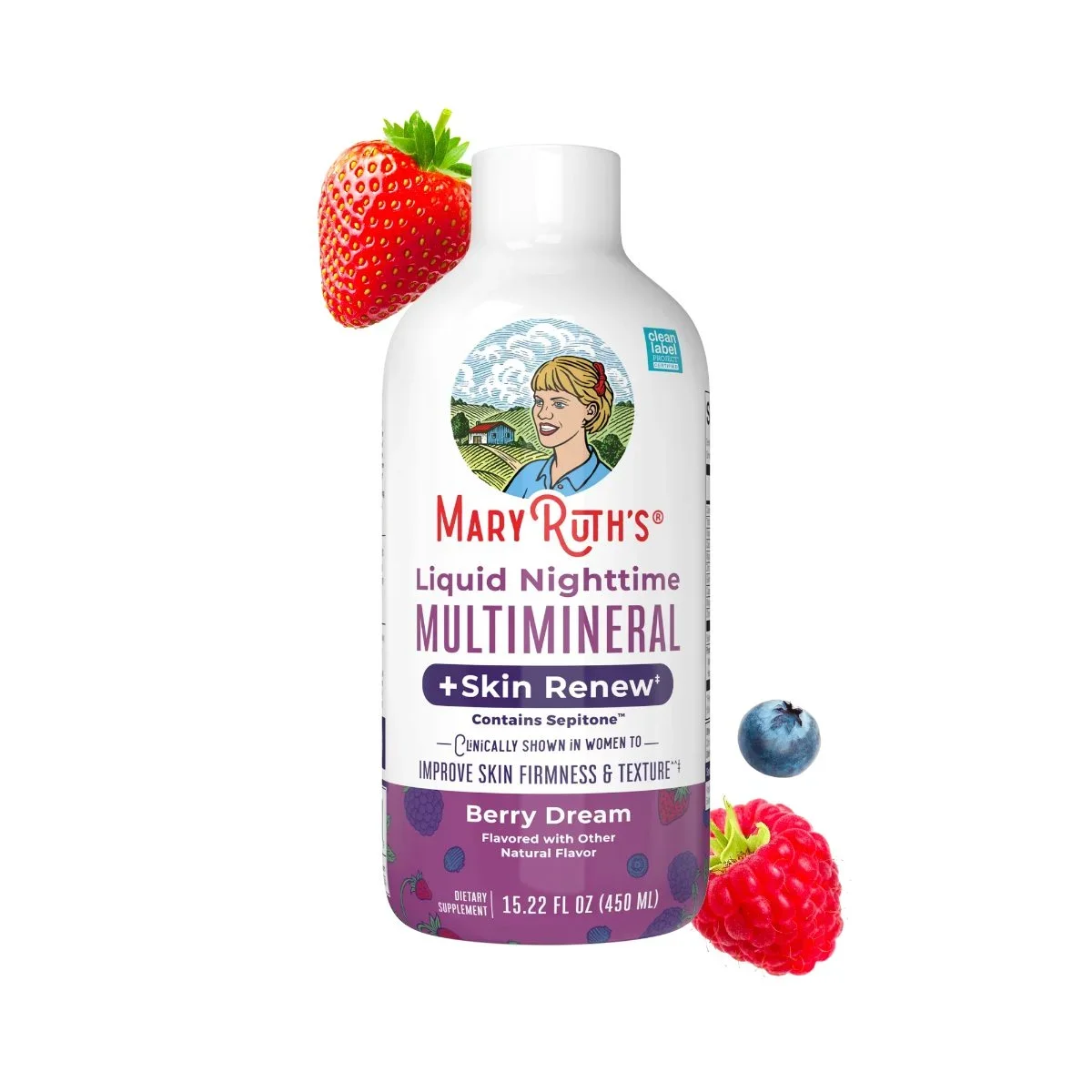 MaryRuth's Liquid Nighttime Multimineral + Skin Renew Solution by MaryRuth's - 15.22 fl oz (450 ml) — MaryRuths — 450 ml bottle