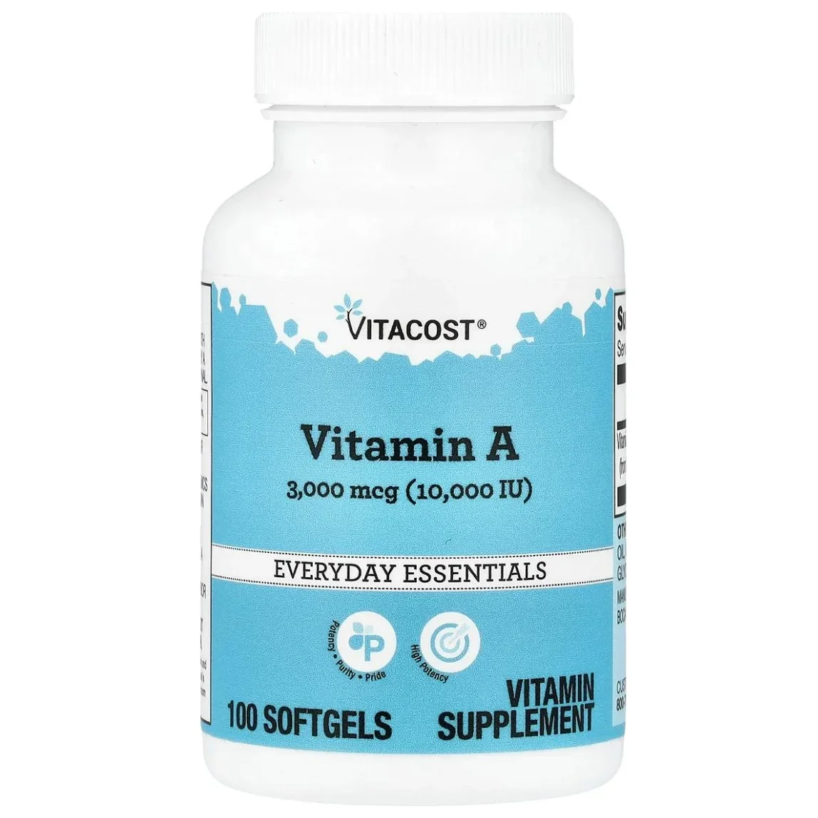 كبسولات فيتامين أ (فيتاكست) لتحسين الرؤية من فيتاكست - 100 كبسولة — Vitacost — 100 softgels