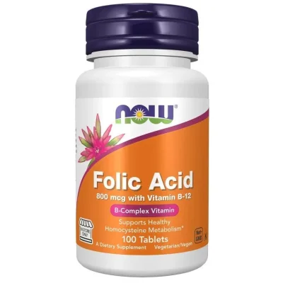 Now Folic Acid Supplement, Tablets - 100 Count