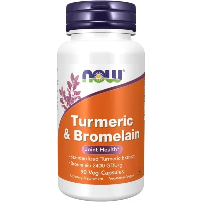 NOW Turmeric Curcumin & Bromelain, Vegetarian Capsules - 90 Count