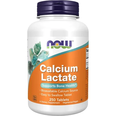 NOW Calcium Lactate for Bone, Muscle & Nerve Support, Tablets - 250 Count