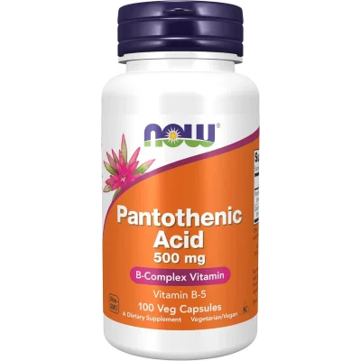 NOW Pantothenic Acid, Vitamin B5, 500mg, Vegetarian Capsules - 100 Count