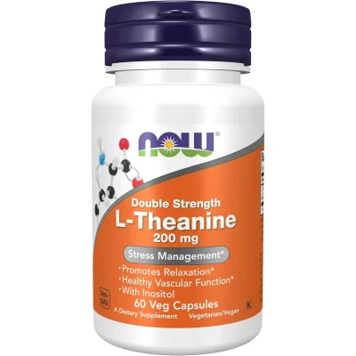 NOW L-Theanine, Dietary Supplement, Vegetarian Capsules - 60 Count