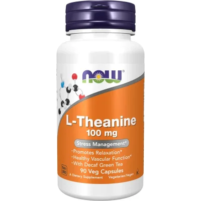 NOW L-Theanine Supplement, Vegetarian Capsules - 90 Count