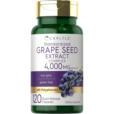 Carlyle Grape Seed Extract, Antioxidant & Cardiovascular Support, Quick Release Capsules - 120 Count