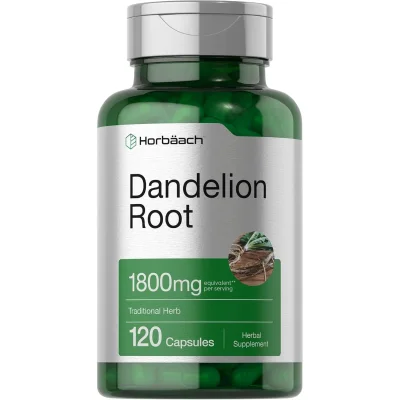 Horbaach Dandelion Root Supplement, Supports Liver & Kidney Detox & Natural Diuretic, Capsules - 120 Count