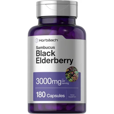 Horbäach Black Elderberry Immune Support Supplement, Capsules - 180 Count