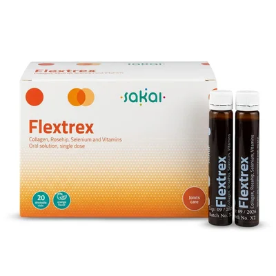 Flextrex Vitamin D3, Ascorbic Acid, Selenium, Rose Hips, Hydrolyzed Collagen Oral Vials - 20 Count