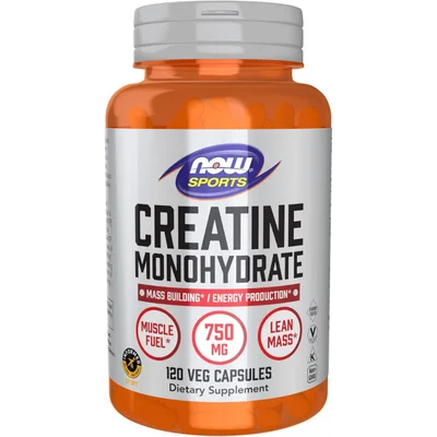 NOW Sports Creatine Monohydrate for Athletic Performance, Capsules - 120 Count