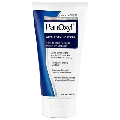 PanOxyl Acne Foaming Wash, 10% Benzoyl Peroxide, Clears & Prevents Breakouts - 156g