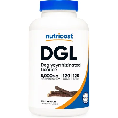نوتريكوست (Nutricost) دي جي إل عرق السوس الخالي من الجليسيريزين لدعم الجهاز الهضمي، كبسولات - 120 كبسولة