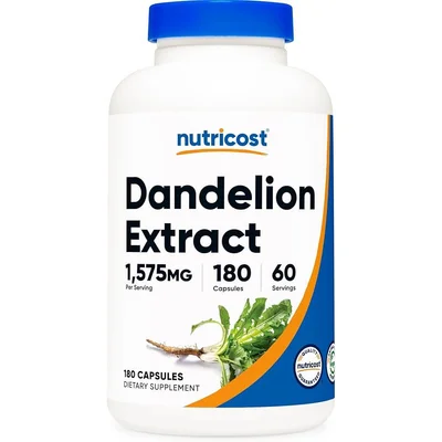 Nutricost Dandelion Extract for Liver & Digestive Support, Capsules - 180 Count