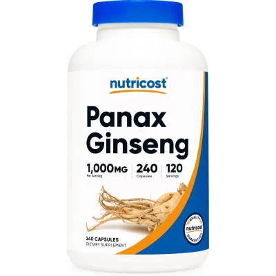 Nutricost Panax Ginseng for Energy and Cognitive Support, Capsules - 240 Count