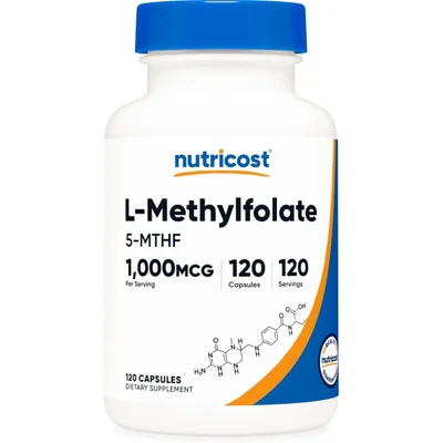 Nutricost L-Methylfolate 5-MTHF, Essential Folate Supplement, Capsules - 120 Count